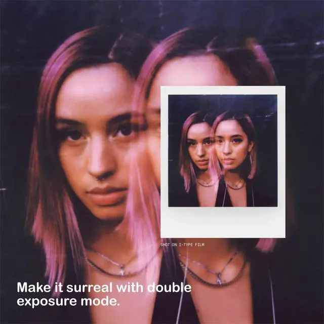 Alt view image 4 of 6 - Now+ 3rd Generation i-Type Instant Camera + 8 i-Type Color Film Bundle, Bluetooth Connected App Controlled, Coral, Camera Bundle with a Lumintrail Lens Cleaning Cloth