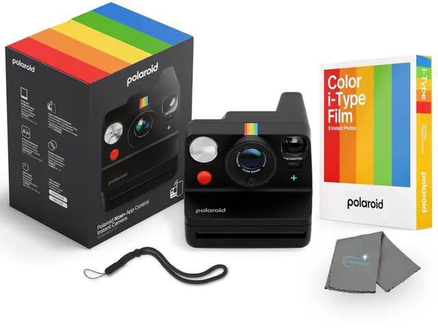Main image of Now+ 3rd Generation i-Type Instant Camera + 8 i-Type Color Film Bundle, Bluetooth Connected App Controlled, Black, Camera Bundle with a Lumintrail Lens Cleaning Cloth