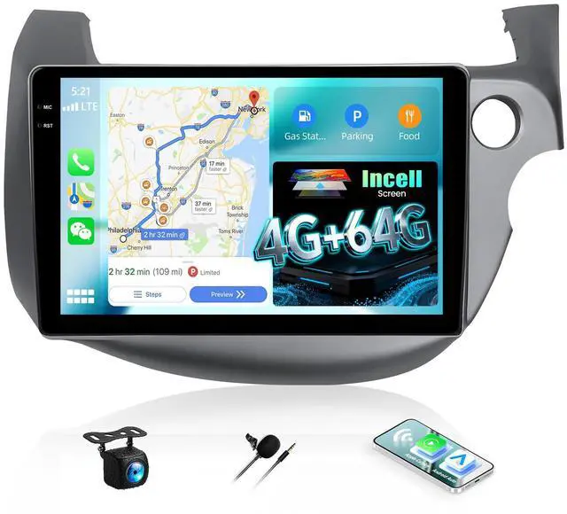 Main image of 4G+64G Android Car Stereo for Honda Fit (Right-Hand Drive) 2007 2008 2009 2010 2011 2012 2013 Car Radio with Carplay Android Auto 10.1 Inch Touch Screen Head Unit Backup Camera WiFi GPS FM RDS