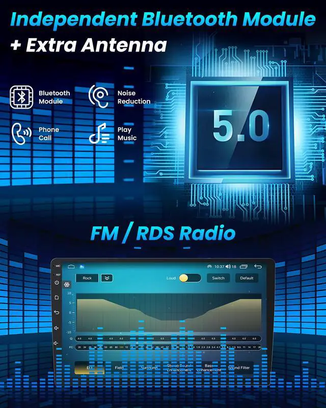 Alt view image 4 of 6 - Car Radio Stereo for Toyota Tacoma 2016-2021: 4Core + 64G ROM Android 10" Touch Screen Head Unit with Wireless Carplay and Android Auto 5G WiFi GPS Bluetooth FM SWC Backup Camera