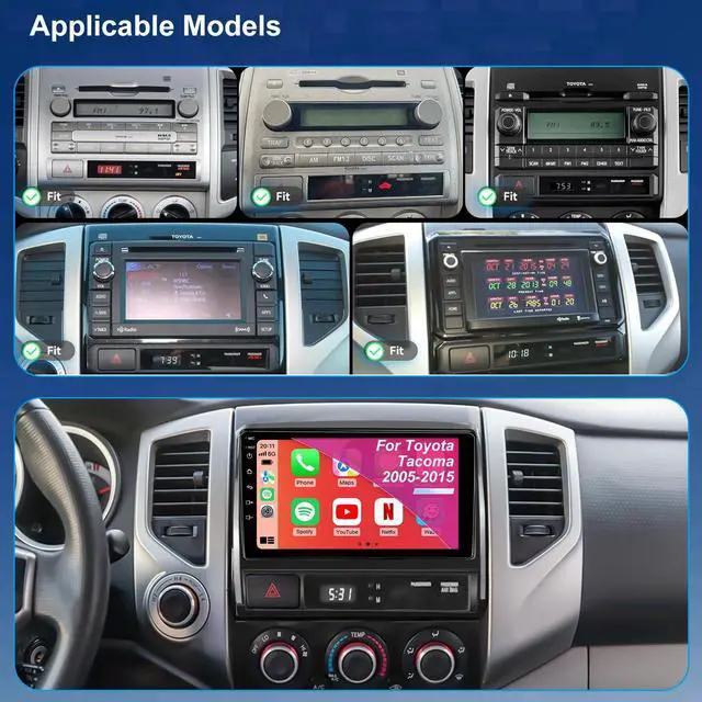 Main image of 4G+64G Android Car Radio for Toyota Tacoma 2005-2015, 9 Inch Tacoma Stereo Upgrade Support Wireless Carplay Android Auto, Touch Screen Head Unit with GPS Navigation BT Backup Camera FM DSP SWC 5GWiFi