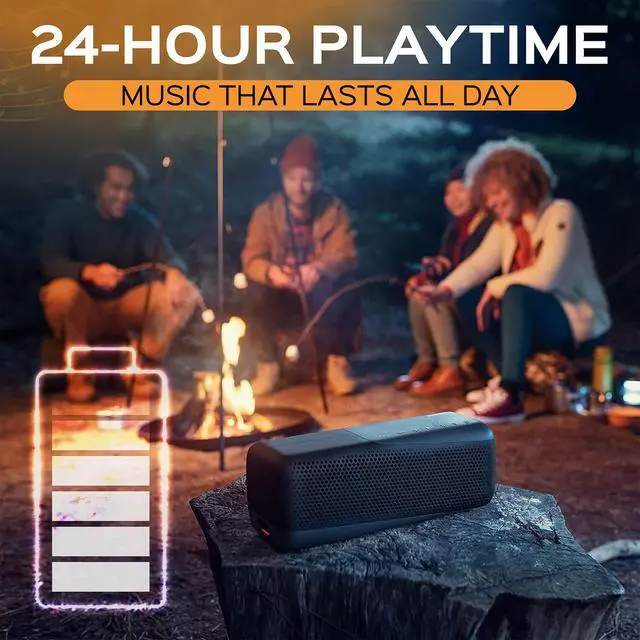 Alt view image 4 of 5 - S7807 Wireless Bluetooth Speaker, 7000 Series - 40W Output, IP67 Waterproof, 24-Hour Playtime, Portable with Built-in Microphone, Voice Assistant, USB-C, and Power Bank, Black