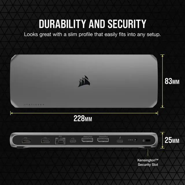 Alt view image 4 of 5 - TBT100 DP Thunderbolt 3 Dock with DisplayPort - 2X DisplayPort 1.4 at up to 4K60-2X USB Type-C 10Gbps Ports - 3X USB Type-A 5Gbps Ports
