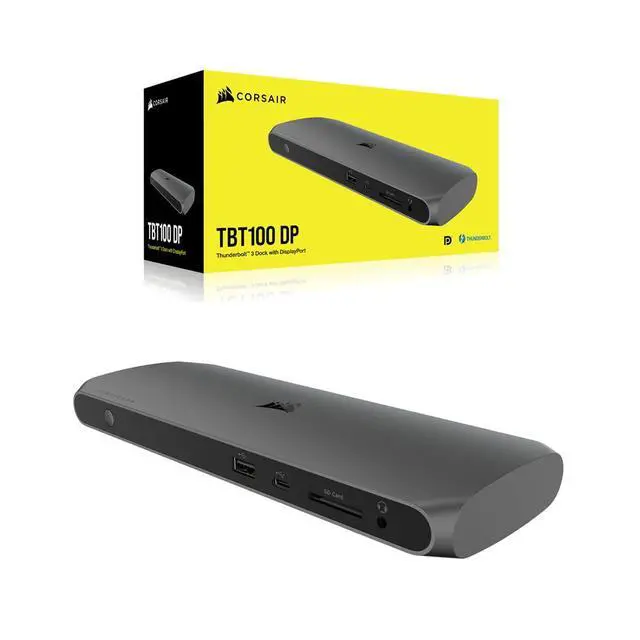 Alt view image 5 of 5 - TBT100 DP Thunderbolt 3 Dock with DisplayPort - 2X DisplayPort 1.4 at up to 4K60-2X USB Type-C 10Gbps Ports - 3X USB Type-A 5Gbps Ports