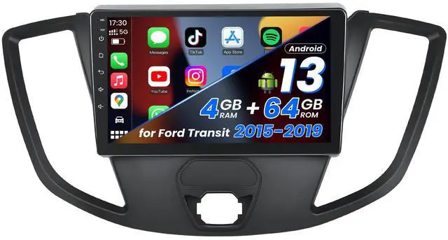 Main image of 8 Core 4GB+64GB Car Radio Stereo for Ford Transit 2015-2019 (150 250 350): 9 Inch HD Touchscreen Head Unit with Carplay/Android Auto GPS Navigation - 1280 * 800 Backup Camera FM SWC 5G-WiFi SUB *2