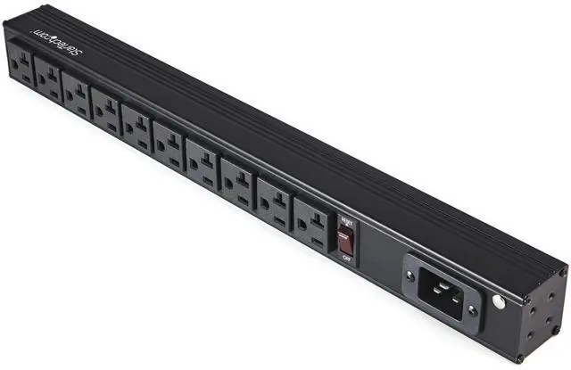 Main image of 10 Outlet Rack Mount Power Strip 125V/16 Amp - 1U Horizontal 19" Rackmount PDU - NEMA 5-20P Input - 10x NEMA 5-15/20R Outlets - Rack Mount PDU - UL Listed - 8ft Power Cord (RKPW101920)