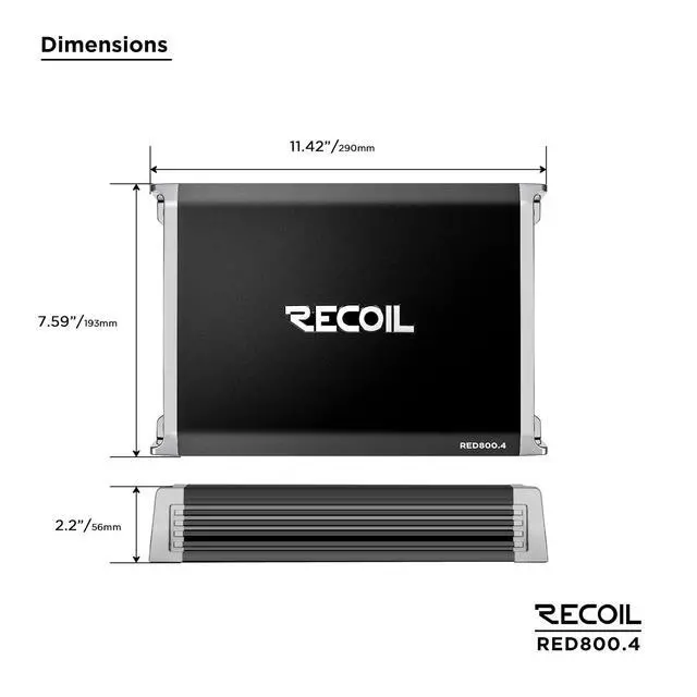 Alt view image 6 of 6 - RED800.4 Class D 4-Channel Car Amplifier Max 1600W MOSFET Power, Low Pass Filter, Subsonic Filter, for Full Range Speakers and Subwoofers