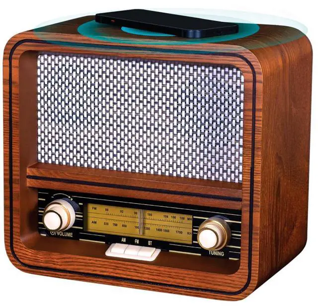 Main image of Fuse RAD Vintage Wood Retro Radio | AM/FM Radio with Bluetooth, Wireless Charger & AUX Input | Mid Century Modern Style | Handcrafted Ashtree Wood
