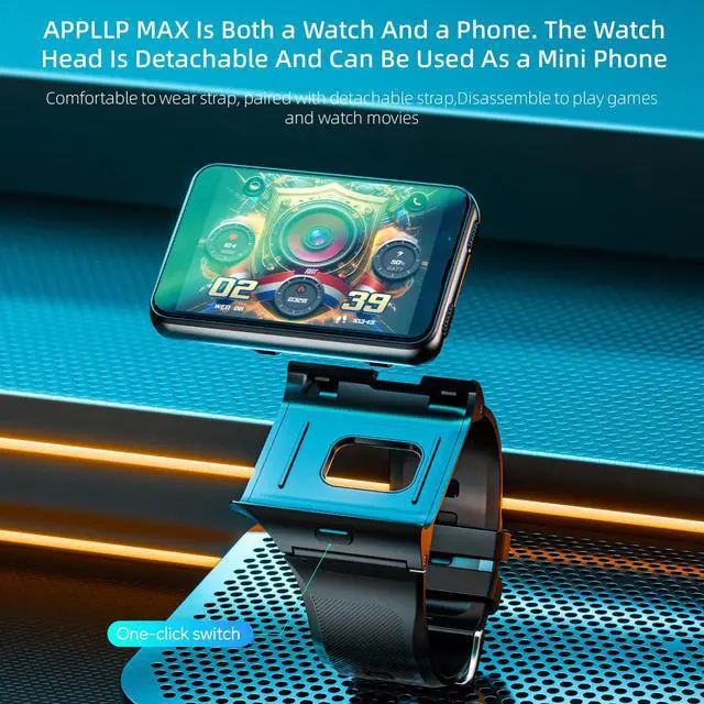 Alt view image 2 of 6 - 2.88" Large Screen 4G SIM Card Smart Watch, Android 11 Smartwatch with Phone Call, 6GB+128GB Dual Cameras, Detachable Watch Head,1500mAh Sport WiFi Bluetooth GPS Smart Watches(Black)