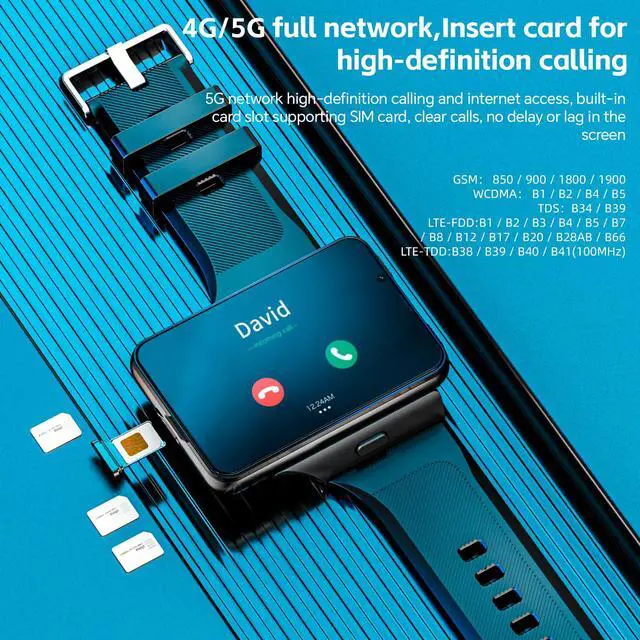 Alt view image 3 of 6 - 2.88" Large Screen 4G SIM Card Smart Watch, Android 11 Smartwatch with Phone Call, 6GB+128GB Dual Cameras, Detachable Watch Head,1500mAh Sport WiFi Bluetooth GPS Smart Watches(Black)