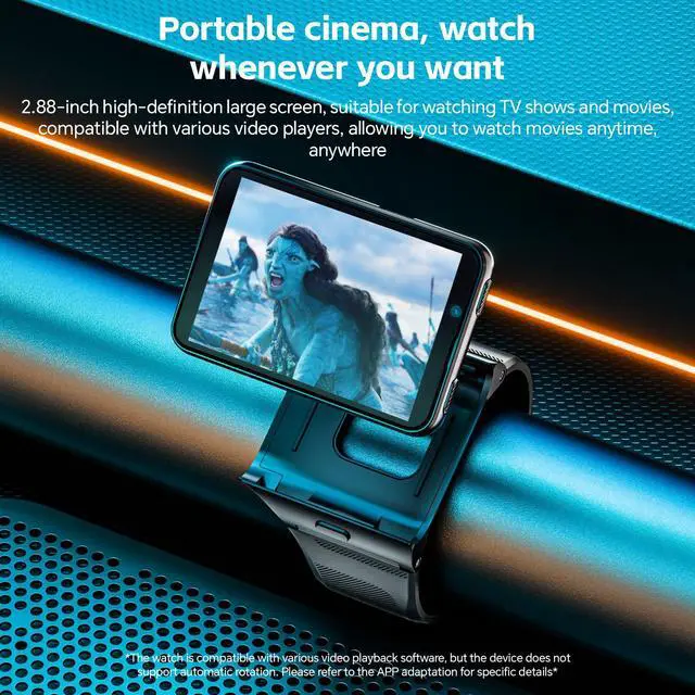 Alt view image 5 of 6 - 2.88" Large Screen 4G SIM Card Smart Watch, Android 11 Smartwatch with Phone Call, 6GB+128GB Dual Cameras, Detachable Watch Head,1500mAh Sport WiFi Bluetooth GPS Smart Watches(Black)