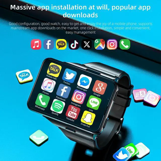Alt view image 6 of 6 - 2.88" Large Screen 4G SIM Card Smart Watch, Android 11 Smartwatch with Phone Call, 6GB+128GB Dual Cameras, Detachable Watch Head,1500mAh Sport WiFi Bluetooth GPS Smart Watches(Black)