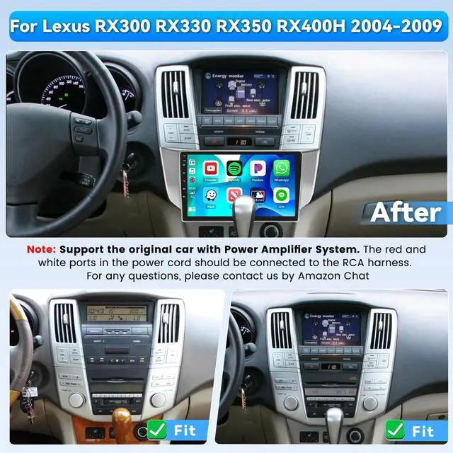 Alt view image 2 of 6 - 4+64G Android 15 Car Radio for Lexus RX300 RX330 RX350 RX400H 2004-2009, 9 inch 1280 * 720 Touch Screen Car Stereo with Carplay Android Auto 5GHz WiFi GPS Navigation Bluetooth 5.0 FM RDS SWC