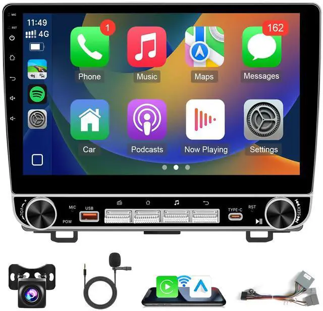 Main image of 4+64G Car Radio for Honda CRV 2007-2011 Stereo with Wireless Carplay Android Auto, 10.1'' Touchscreen for Honda CRV GPS Navigation Bluetooth WiFi Rear Camera FM Mirrorlink Split Screen SWC
