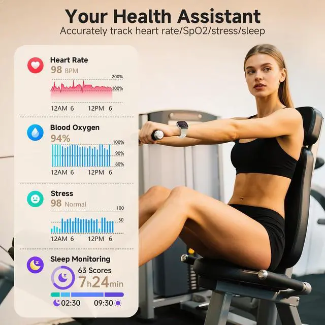 Alt view image 2 of 6 - 2025 Smart Watch for Men and Women with SOS Emergency Alert, 1.85" AMOLED Fitness Tracker with 100+ Sports Modes, Heart Rate, SpO2, Sleep Monitor, IP68 Waterproof, Compatible Android and iPhone