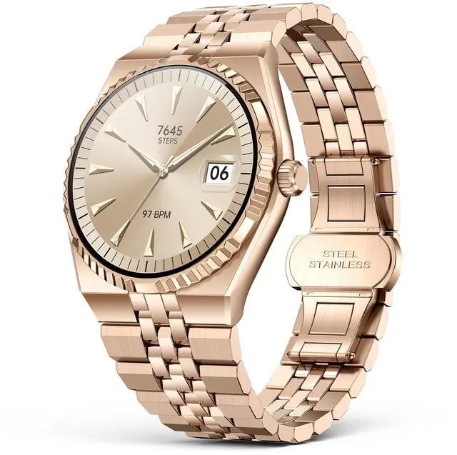 Main image of Business Luxury Smartwatch, 1.32" AMOLED HD Screen, Bluetooth 5.4 Calls, Stainless Steel Strap, 160+ Sports Modes, Fitness Watch with Heart Rate/SpO2/Sleep/Blood Pressure Monitor, iOS and Android Gold