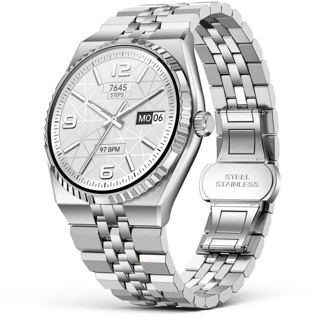 Main image of Smart Watch with 1.32" AMOLED Display, Bluetooth 5.4 Calls, 160+ Sports Modes, Fitness Tracker with Heart Rate/SpO2/Blood Pressure/Sleep Monitor, Waterproof Watch for Men Women Android and iOS Silver
