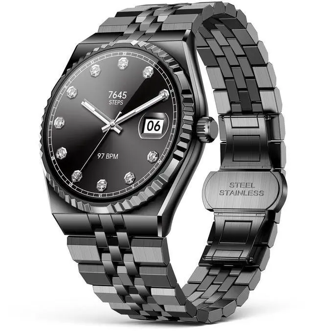 Main image of Luxury Smart Watch with Bluetooth Calls, Heart Rate/Blood Pressure/Blood Oxygen/Sleep Monitor, 1.32" AMOLED Display, 160+ Sports Modes, IP68 Waterproof, Compatible with iOS Android for Men Women Black