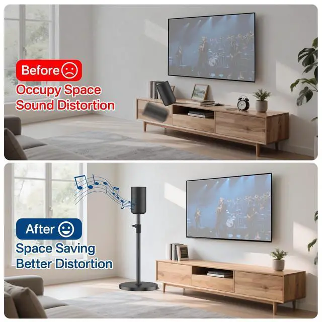 Alt view image 5 of 6 - Height Adjustable Floor Speaker Stands Pair for Sony SA-RS5 Speaker Stands - Heavy-Duty Surround Sound Speaker Stand for Sony SA-RS5 Wireless Rear Speaker Stands with Cable Management (Stand Only)