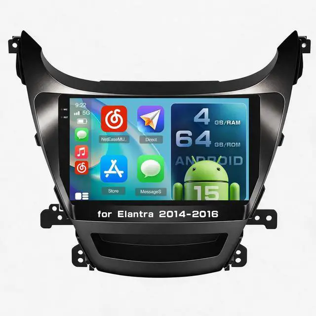 Main image of 4+64G Android 15 Car Radio for Hyundai Elantra 2014-2016, 9" Touchscreen for Elantra Car Stereo, Wireless CarPlay/Android Auto, 5GHz WiFi, Bluetooth 5.0, EQ, DSP, GPS, 1280 * 720, Backup Camera