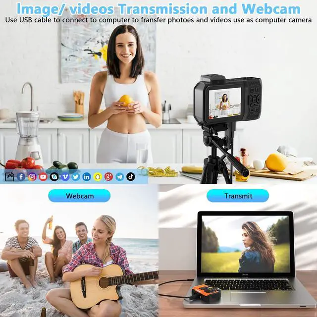 Alt view image 6 of 6 - 8K Waterproof Digital Camera Snorkeling: 70MP 33FT Compact Rugged Underwater Camera HD Dual-Screen with 18X Zoom Selfie 64GB Card & 2500 mAh Battery for Outdoor Scuba Diving Fishing Swimming Black