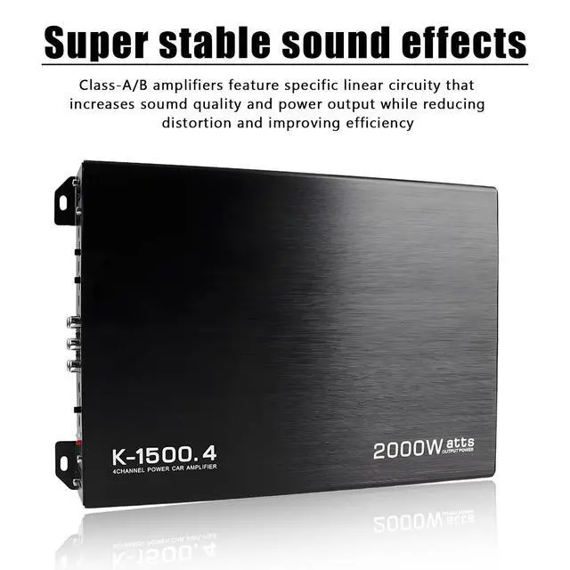 Alt view image 2 of 6 - Car Power Amplifier 4-Channel Amplifier Stereo Audio Amp 12V (4 Channel - 13 inch)