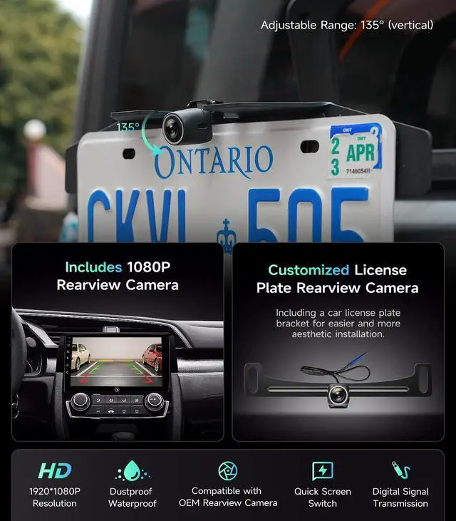 Alt view image 4 of 6 - Car Stereo Radio for 2016-2021 Honda Civic with Wireless CarPlay Android Auto 9 Inch Touchscreen 5G WiFi GPS Navigation 1080P Backup Camera AM FM Radio Bluetooth