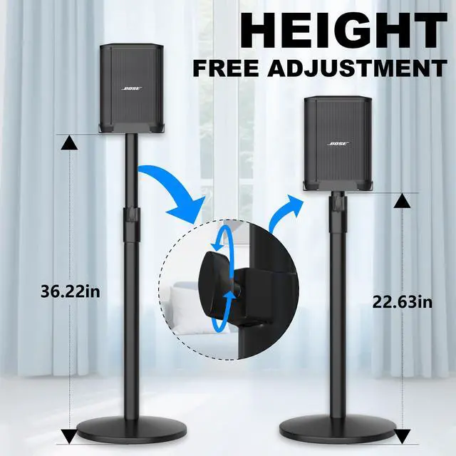 Alt view image 4 of 6 - Heavy Duty Adjustable Speaker Stand for Bose S1 Pro & S1 Pro Plus, 22.6"-36.2" Height, ll-Metal Construction with Anti-Vibration Rubber Base, Floor Standing Mount for Home/Stage/DJ Use