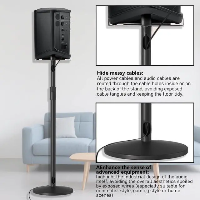 Alt view image 5 of 6 - Heavy Duty Adjustable Speaker Stand for Bose S1 Pro & S1 Pro Plus, 22.6"-36.2" Height, ll-Metal Construction with Anti-Vibration Rubber Base, Floor Standing Mount for Home/Stage/DJ Use