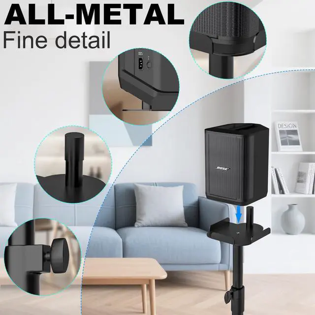 Alt view image 6 of 6 - Heavy Duty Adjustable Speaker Stand for Bose S1 Pro & S1 Pro Plus, 22.6"-36.2" Height, ll-Metal Construction with Anti-Vibration Rubber Base, Floor Standing Mount for Home/Stage/DJ Use