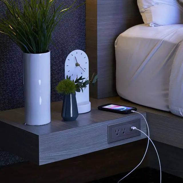 Alt view image 5 of 6 - Legrand RDZCNI radiant Furniture Power Center with USB, Recessed Power Strip, 2 Outlets, Type A/C USB, 6 Foot Cord, Nickel