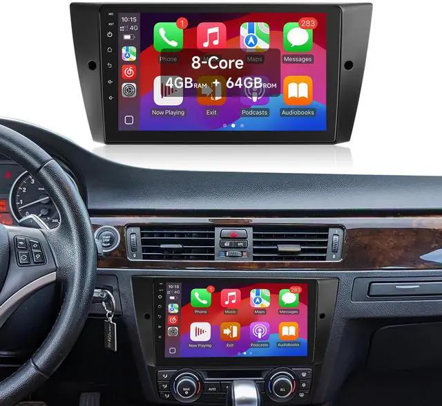 Main image of 8-Core 4+64GB Car Radio for BMW 3 Series 328i 335i 325i 2005-2011 with Carplay Android Auto, 9Inch Android 13 Touch Screen Stereo for BMW E90/E91/E92/E93 Head Uint (Non Fiber Optic Version)
