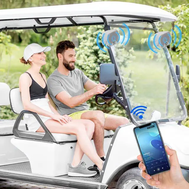 Alt view image 2 of 6 - 4 Inch Bluetooth Golf Cart Speakers 240W Waterproof Marine Speakers for Outdoor Boat ATV UTV RZR Camper Tractor Truck Jeep Courtyard Powersports,2 Pairs (White)