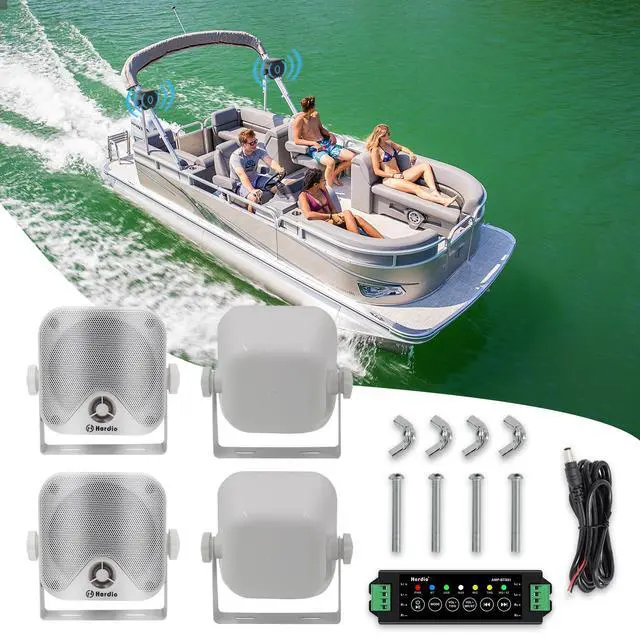 Alt view image 6 of 6 - 4 Inch Bluetooth Golf Cart Speakers 240W Waterproof Marine Speakers for Outdoor Boat ATV UTV RZR Camper Tractor Truck Jeep Courtyard Powersports,2 Pairs (White)