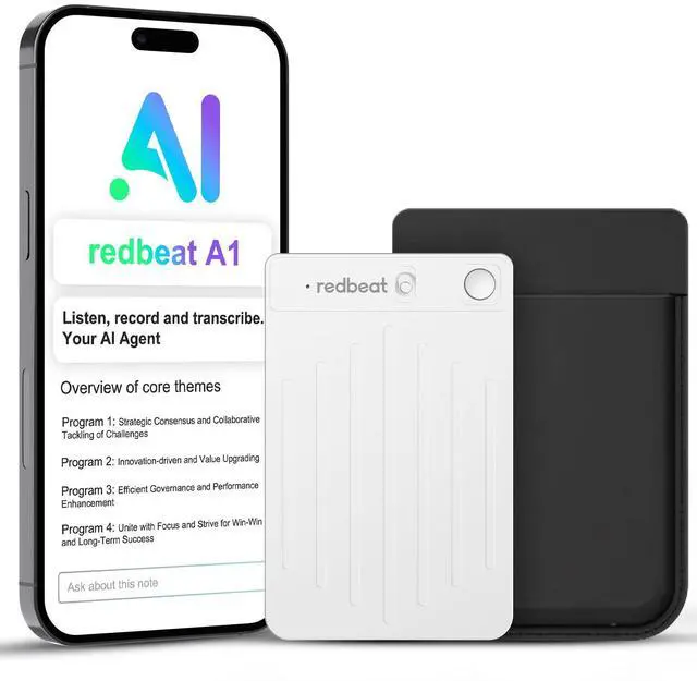 Main image of Note Pro AI Voice Recorder, Free Transcribe & Summarize, App Control, 64GB Note Taker for Meetings, Calls & Lectures, Supports 120 Languages, Case Included, Silver