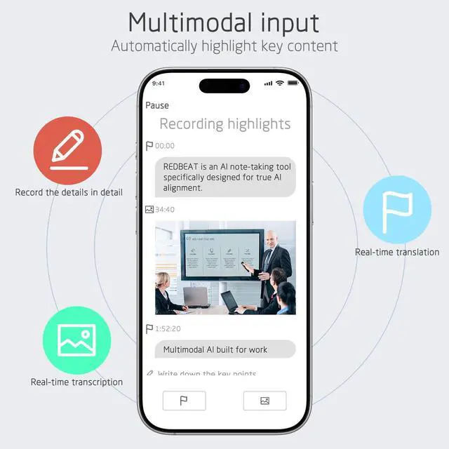 Alt view image 4 of 6 - Note Pro AI Voice Recorder, Free Transcribe & Summarize, App Control, 64GB Note Taker for Meetings, Calls & Lectures, Supports 120 Languages, Case Included, Silver
