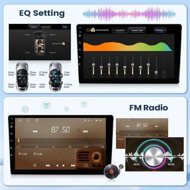 Alt view image 5 of 6 - 8 Core 4+64G Car Stereo for Honda CRV 2007-2011 Radio with Wireless Carplay Android Auto, 9'' Touchscreen for Honda CRV GPS Navigation Bluetooth WiFi Rear Camera FM Mirrorlink Split Screen SWC