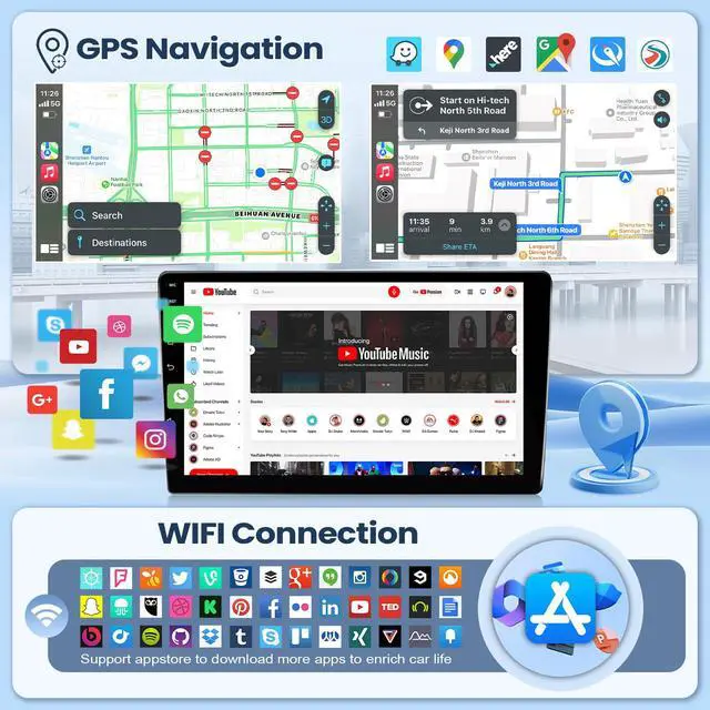 Alt view image 6 of 6 - 8 Core 4+64G Car Stereo for Honda CRV 2007-2011 Radio with Wireless Carplay Android Auto, 9'' Touchscreen for Honda CRV GPS Navigation Bluetooth WiFi Rear Camera FM Mirrorlink Split Screen SWC
