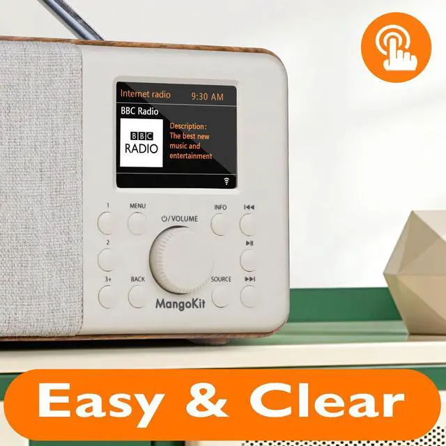 Alt view image 3 of 6 - SR10 Bluetooth 5.3, Podcast Player, Portable FM Radio, Mains or AA Battery Powered, Color Display, 60 Presets, Dual Alarms, App Control Support-Walnut