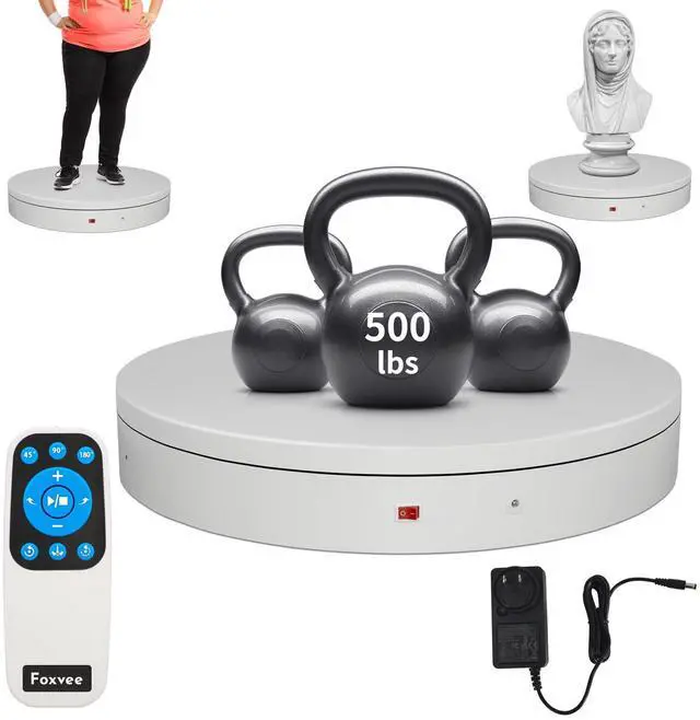 Main image of Remote-Controlled Motorized Electric Turntable,Heavy Duty Rotating Display Stand,Speed-Adjustable Rotating Platform,Multi-Mode Photography Turntable for 3D Scan,Photography(19.7in/White)