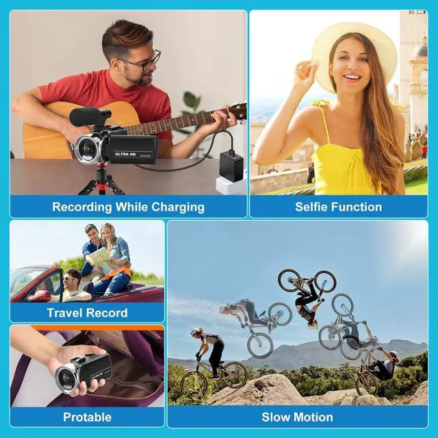Alt view image 6 of 6 - Video Camera Camcorder HD 4K 48MP Digital Cameras Recorder for YouTube TikTok 3 Inch 270 Degree Rotation Screen 18X Zoom Vlogging Camcorders for Kids,Teens,Students,Beginners,Elders