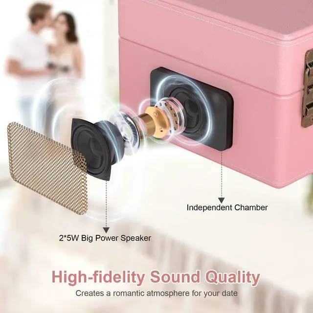 Alt view image 5 of 6 - Retro CD Player with Bluetooth in&Out Portable Music Player for Relaxing Anywhere,Auto Power Off,USB,AUX,Headphone Jack,Vintage CD Player for Music Lovers,Birthday Gifts for Women/Men-Pink