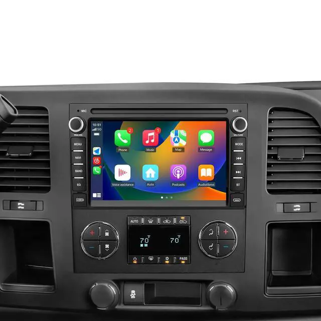 Alt view image 2 of 6 - Car Stereo Radio for Chevrolet Silverado GMC Sierra Yukon 2007-2013, Android 13 Touch Screen Head Unit with Wireless CarPlay Android Auto GPS Navigation SWC FM Bluetooth