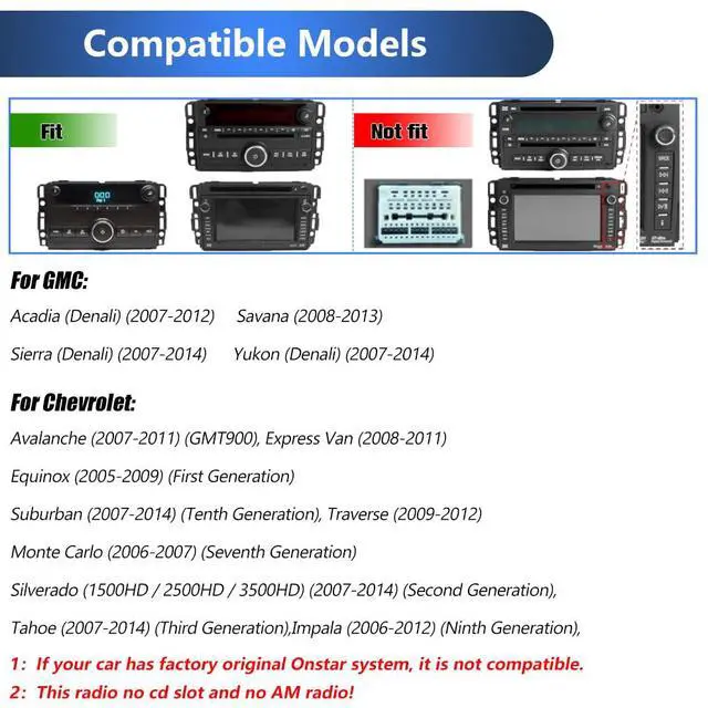 Alt view image 6 of 6 - Car Stereo Radio for Chevrolet Silverado GMC Sierra Yukon 2007-2013, Android 13 Touch Screen Head Unit with Wireless CarPlay Android Auto GPS Navigation SWC FM Bluetooth