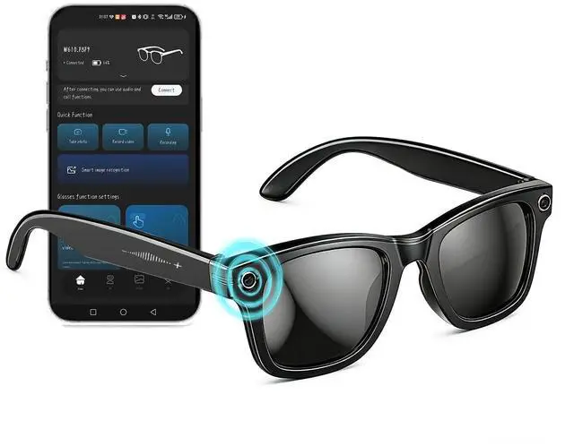 Main image of AI Smart Glasses with Camera, 8MP Stabilized 1200P HD Video Recording, UV400 Outdoor Sports Sunglasses with Open-Ear Bluetooth Audio & GPT Voice Assistant for Men Women Cycling Fishing Hiking 32G