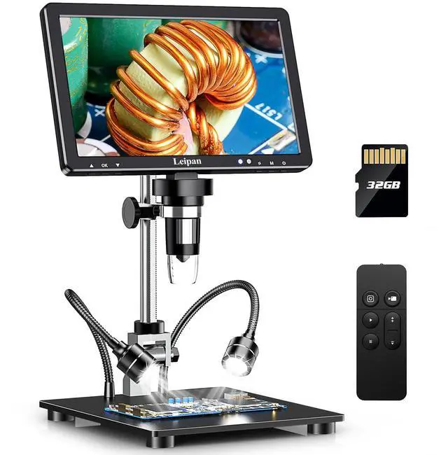 Main image of DM12 Digital Soldering Microscope 2000X, 10.1" Coin Microscope with 32GB TF Card, HDMI Connection for Adults,10 Lights,PC/TV Compatible
