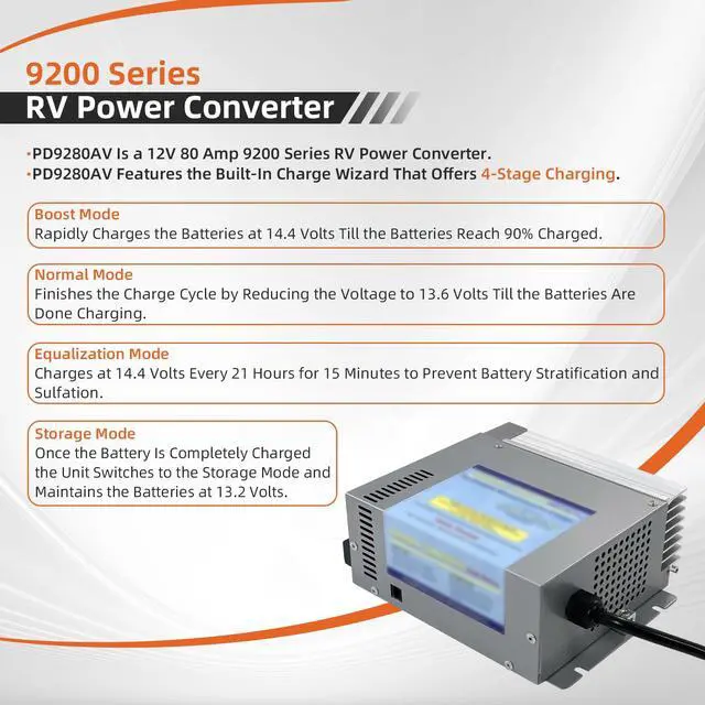 Alt view image 2 of 6 - PD9280AV 12V 80 Amp RV Power Converter with Built-in Charge Wizard Compatible with in-teli Power 9200 Series Converter/Charger for RV Camper Caravans