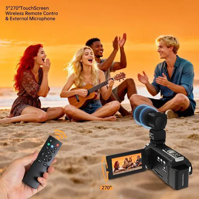 Alt view image 5 of 6 - Video Camera Camcorder 4K60FPS 48MP Vlogging Camera for YouTube 3.0" Touch Screen 16X Digital Zoom WiFi IR Night Vision with 2 Batteries External Stereo Microphone,Remote,Lens Hood,Handheld Stabilizer