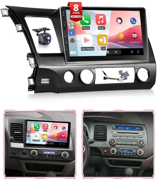 Main image of 8Core 4+64G Stereo for Honda Civic 2006 to 2011 Radio CarPlay Android Auto, 10.1" Touch Screen for Civic 2009 Car Play,FM/RDS,DSP/EQ,BT,GPS Navi,5G WiFi,Mirrorlink,AHD Camera,MIC,Physical Button
