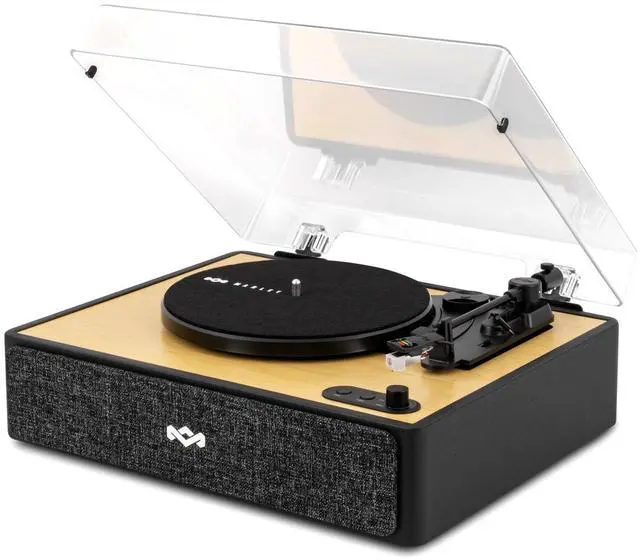 Main image of House of Rise Up Bluetooth Turntable, Built-in Speakers, 2-Way Bluetooth, Audio Technica Stylus, Bamboo Finish, Recycled Felt Slipmat, Plug-and-Play with Dust Cover
